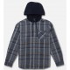 Salty Crew Men's Whitewash Flannel Hooded Shirt in Midnight Navy