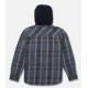 Salty Crew Men's Whitewash Flannel Hooded Shirt in Midnight Navy