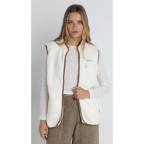 RHYTHM Women's Sleeveless Fleece Jacket Aria Sherpa Vintage White