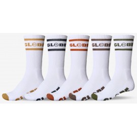 Pack of 5 Socks Globe Tilt Hi Crew White Assorted