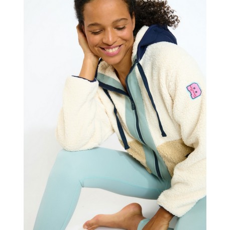 BANANA MOON Alimi Eaglecres Beige Zip-Up Fleece Sweatshirt