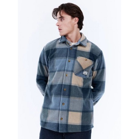 PROTEST Men's Fleece Shirt, Pretmitchel, Twilight Navy