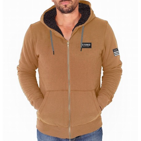 STERED Heritage Camel Men's Sherpa-Lined Sweatshirt