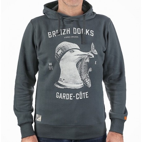 Sweat à Capuche Homme STERED Garde côte Kaki Urban Chic