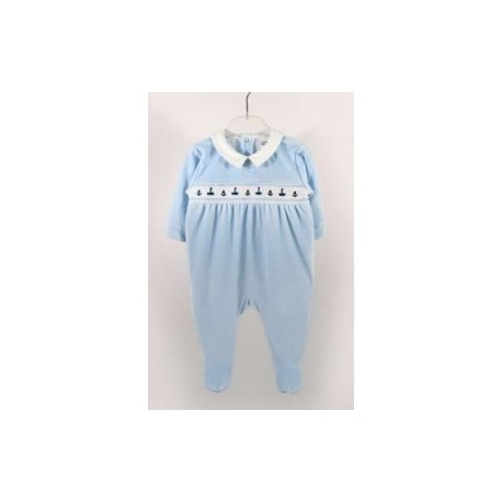 Baby Papylou Luçon Sky Blue Velour Pyjamas