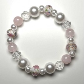 MISS CELTIC Bracelet - Gold Flower Bead and Rose Quartz