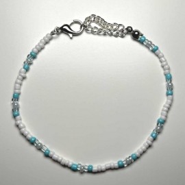 Bracelet Fin MISS CELTIC Création Perles Blanches et Turquoises