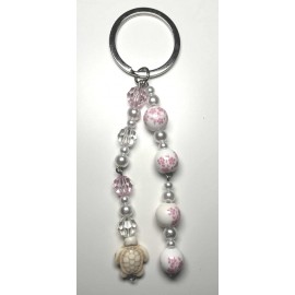 MISS CELTIC Keyring, Pink Turtle Ceramic Bead Creation