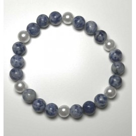 Bracelet MISS CELTIC Création Perles Naturelles Bleu Marbré