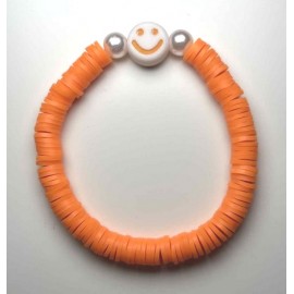 Small MISS CELTIC Smiley Face Bracelet with Orange Flat Beads