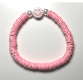 Petit Bracelet MISS CELTIC Création Smiley Perles Plates Roses