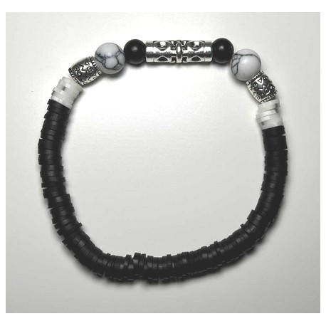 Bracelet MISS CELTIC Création Perles Marbrées et Bois Noir