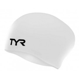 TYR Silicone Swimming Cap for Long Hair, White