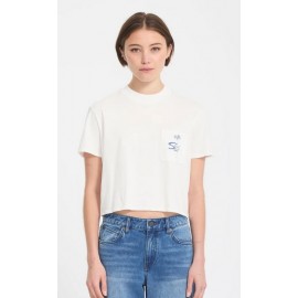 Tee Shirt Femme VOLCOM Pocket Dial Vintage White