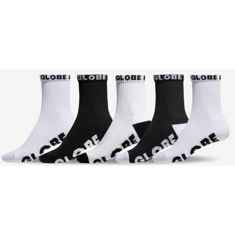 Pack de 5 Chaussettes Globe Junior Quarter Black White