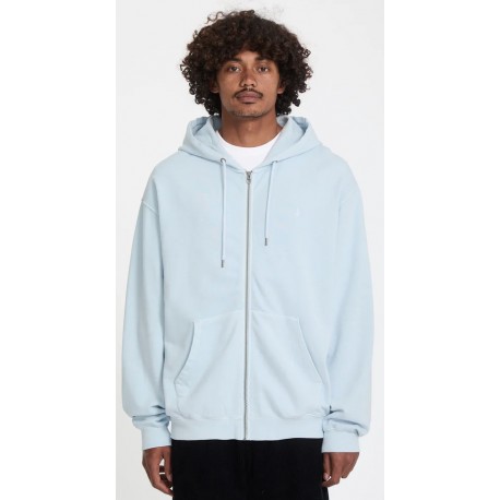 Volcom Single Stone Zip Hoodie Light Blue Acid Wash