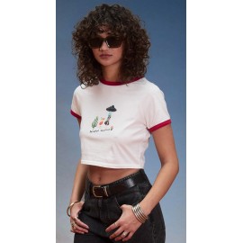VOLCOM Women's Mickey Mason Crop Top T-Shirt - Off-White