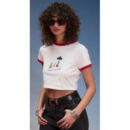 Tee Shirt Femme VOLCOM Crop Top Mickey Mason Off White