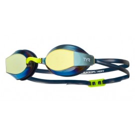 TYR Blackops Mirrored 140 EV Gold Navy Swimming Goggles