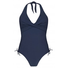 BARTS Solid Halter Navy One-Piece Swimsuit