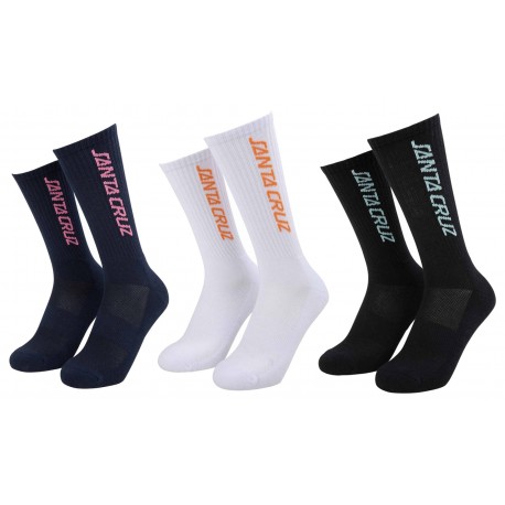 Pack de Trois Paires de Chaussettes Santa Cruz Strip Assorties