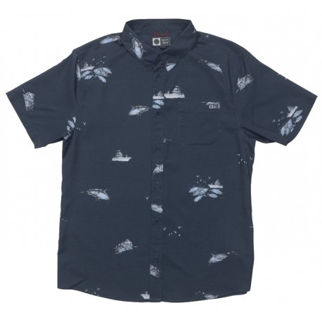 Men's Salty Crew Breezer Perf Button Up Shirt, Midnight Navy