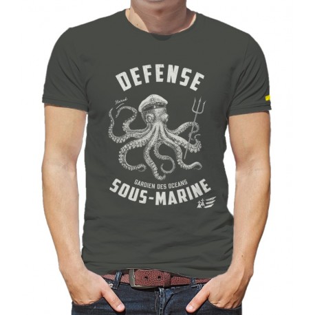Tee Shirt Homme Stered Défense Sous-Marine Kaki Urban Chic