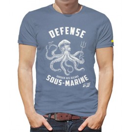 Tee Shirt Homme Stered Défense Sous-Marine Bleu Denim