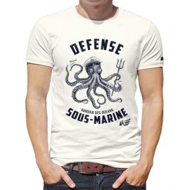 Tee Shirt Homme Stered Défense Sous-Marine Ecru