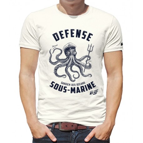 Tee Shirt Homme Stered Défense Sous-Marine Ecru