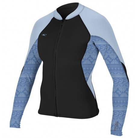 Veste Néoprène O'Neill Bahia Front Zip 1/0.5mm Black Surf Abstract Chambray Blue