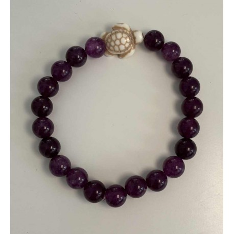 Bracelet MISS CELTIC Création Perles Améthyste et Tortue Marine