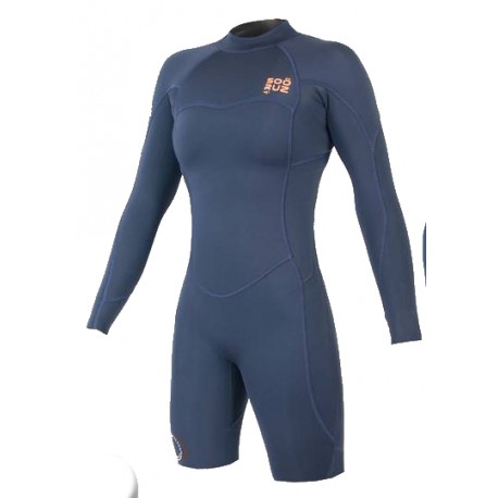 Women’s Sooruz Fly Long Sleeve Shorty Organic Oysterprene Back Zip 2/2mm Navy
