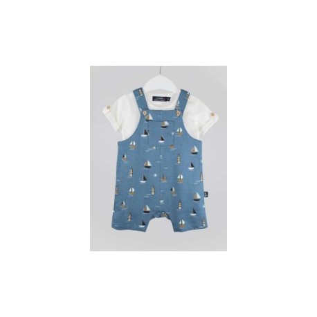 Ensemble 2 pièces Bébé Papylou FuntaoTee Shirt et Salopette Bleu