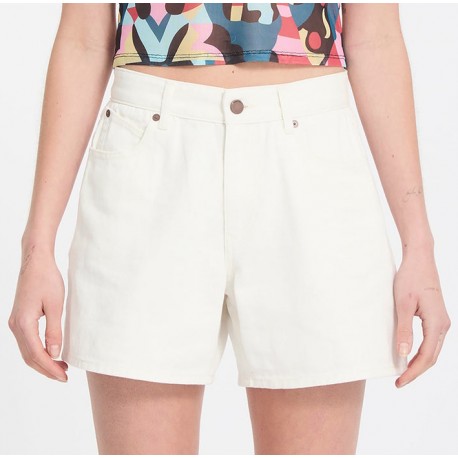 Short Jean Femme VOLCOM Stoned Boyfriend Vintage White