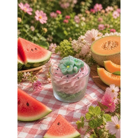 Bougie Artisanale Maison LUNALYS Chantilly Pastèque Melon Petit Format