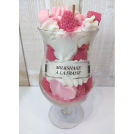 Bougie Artisanale Maison LUNALYS Milkshake Chantilly Hurricane Fraise