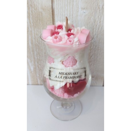 Bougie Artisanale Maison LUNALYS Milkshake Chantilly Hurricane Framboise