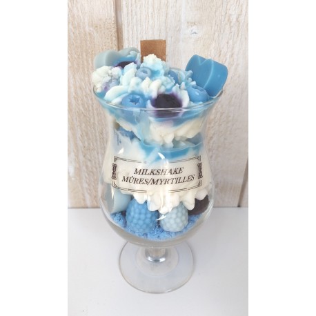 Bougie Artisanale Maison LUNALYS Milkshake Chantilly Hurricane Mure Myrtille