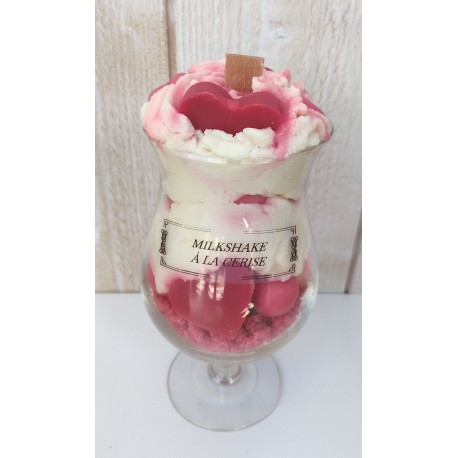 LUNALYS Handmade Milkshake Whipped Cream Hurricane Cherry Candle