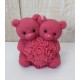 Bougie Moulée Artisanale Maison LUNALYS Double Nounours Cerise