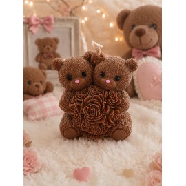 Bougie Moulée Artisanale Maison LUNALYS Double Nounours Chocolat Noisette