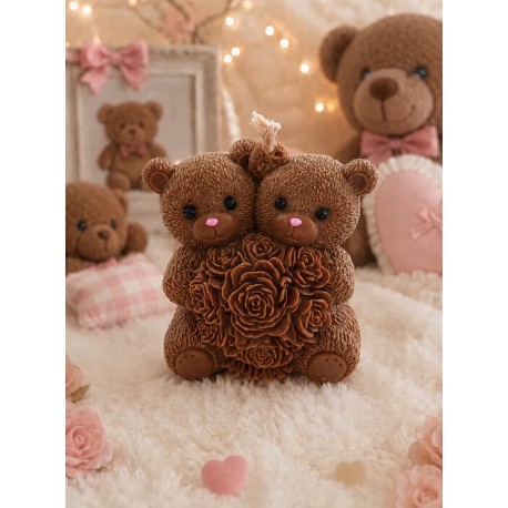 LUNALYS Handcrafted Molded Candle - Double Teddy Bear Chocolate Hazelnut