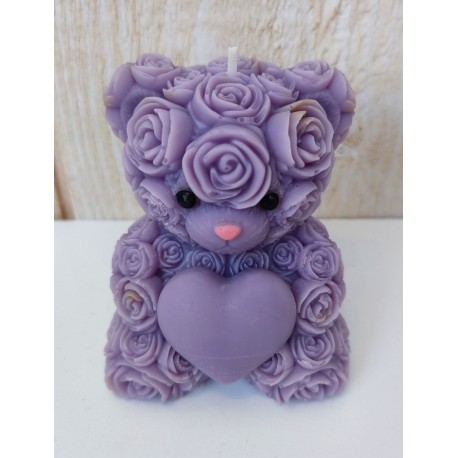 LUNALYS Handmade Teddy Bear Heart Magnolia Candle