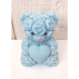 Bougie Moulée Artisanale Maison LUNALYS Nounours Coeur Monoï Des Iles