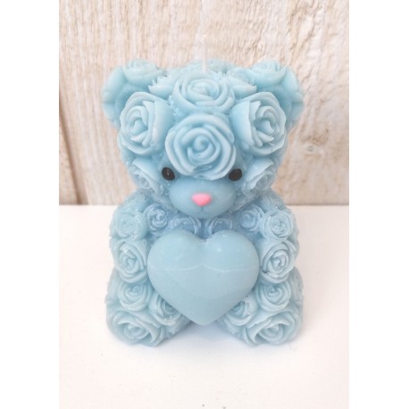 Bougie Moulée Artisanale Maison LUNALYS Nounours Coeur Monoï Des Iles