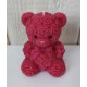 Bougie Moulée Artisanale Maison LUNALYS Nounours Noeud Cerise