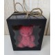Bougie Moulée Artisanale Maison LUNALYS Nounours Noeud Cerise