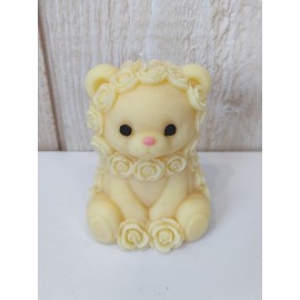 Bougie Moulée Artisanale Maison LUNALYS Nounours Capuche Goyave