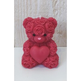 LUNALYS Handmade Woven Candle - Strawberry Heart Teddy Bear